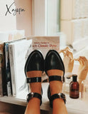 Xajzpa - Buckle Color Block Sandals Flats Heels