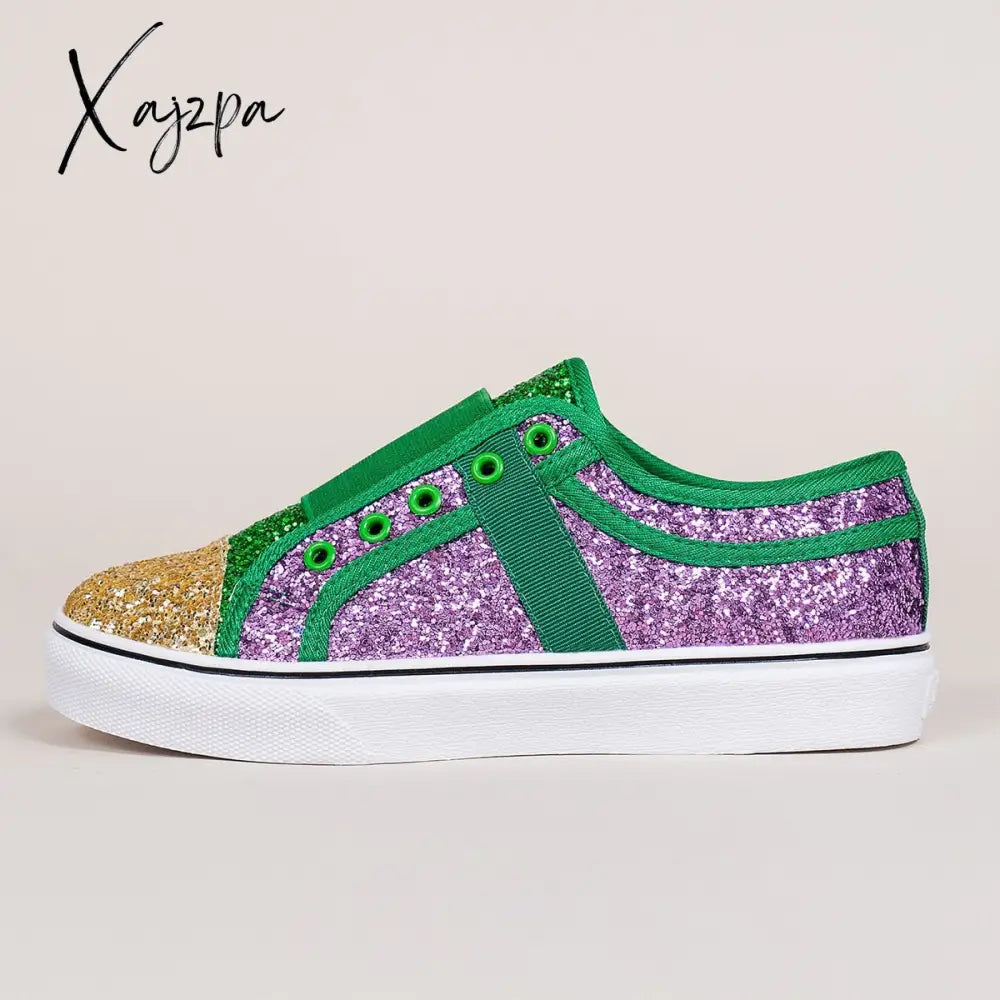 Xajzpa - Casual Sequins Patchwork Round Comfortable Flats Shoes Multicolor / 36