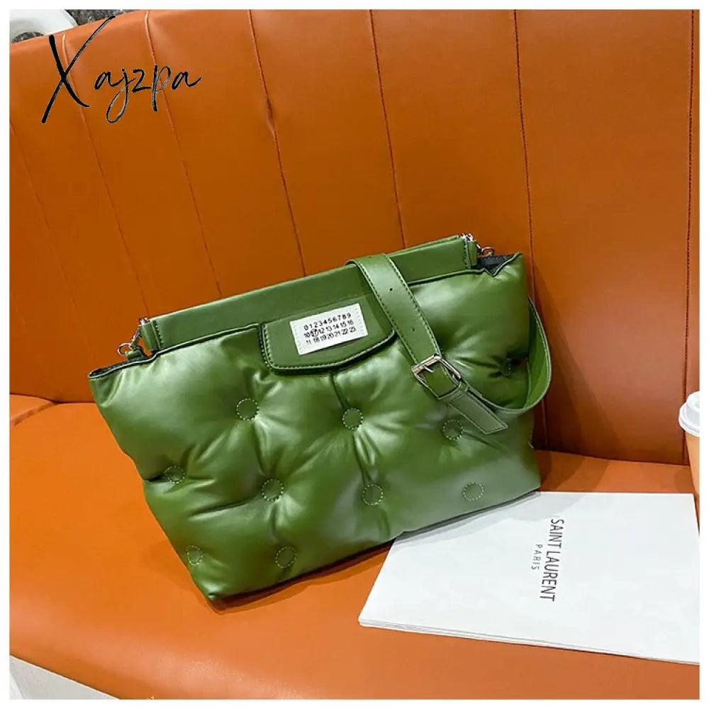 Xajzpa - Casual Space Padded Pillow Bag Designer Women Shoulder Bags Luxury Soft Pu Leather