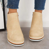 Xajzpa - Casual Wedge Sneakers Side Zipper Platform Ankle Boots