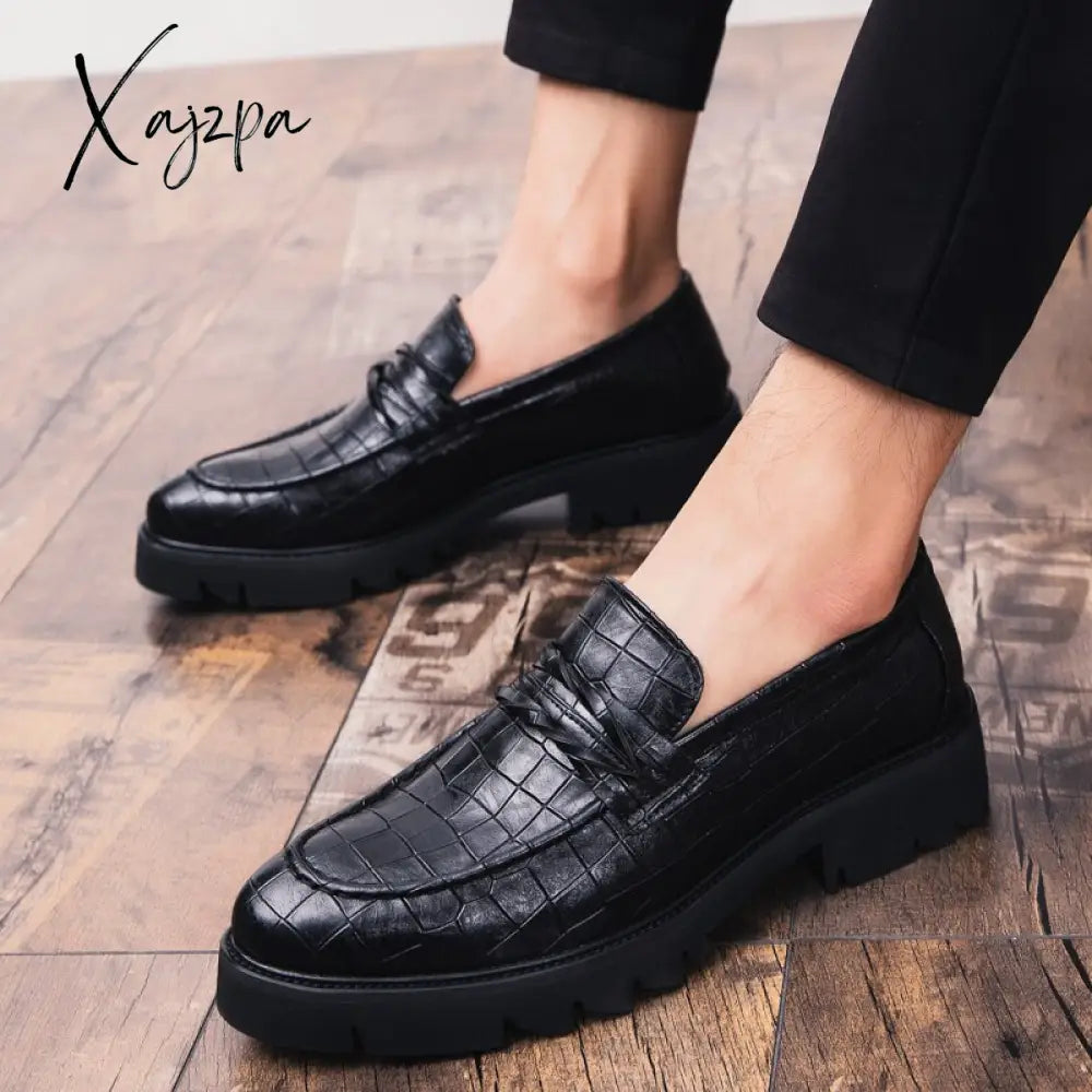 Xajzpa - Classic Crocodile Skin Oxfords Men Shoes Summer Casual Shoe Man Fit Wedding Party British