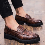 Xajzpa - Classic Crocodile Skin Oxfords Men Shoes Summer Casual Shoe Man Fit Wedding Party British