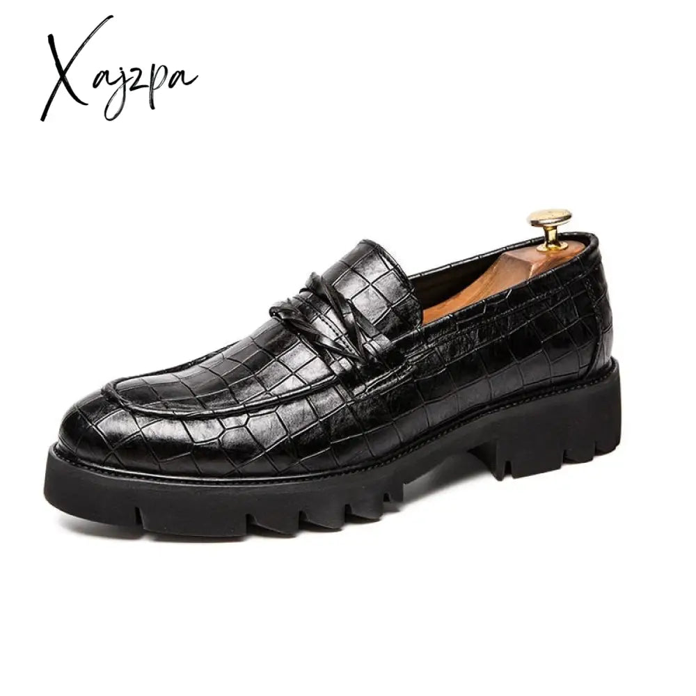 Xajzpa - Classic Crocodile Skin Oxfords Men Shoes Summer Casual Shoe Man Fit Wedding Party British