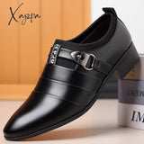 Xajzpa - Classic Leather Shoes For Men Slip On Pointed Toe Oxfords Formal Wedding Party Office