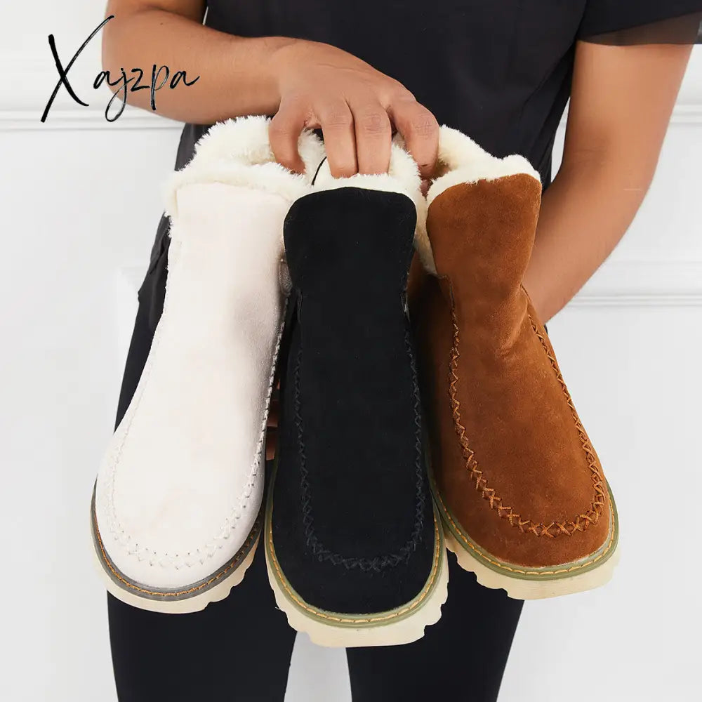 Xajzpa - Classic Non-Slip Ankle Snow Booties Warm Fur Lining Boots