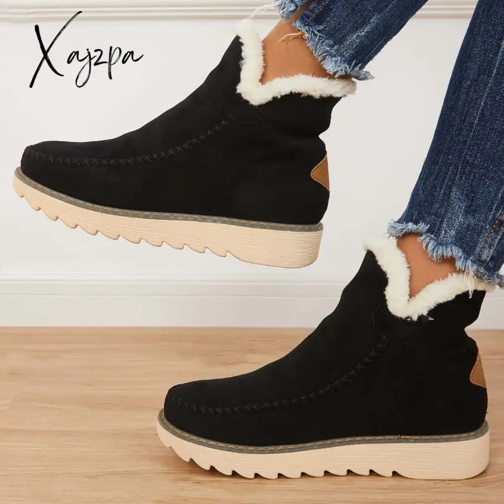 Xajzpa - Classic Non-Slip Ankle Snow Booties Warm Fur Lining Boots