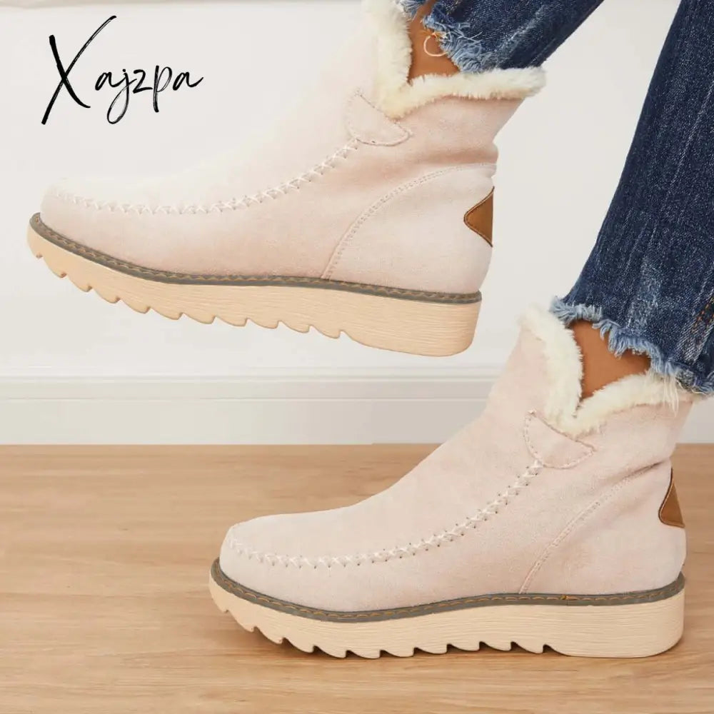 Xajzpa - Classic Non-Slip Ankle Snow Booties Warm Fur Lining Boots