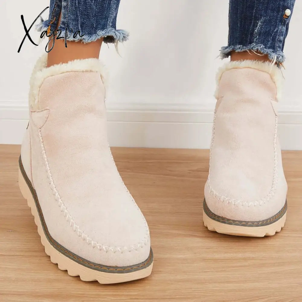 Xajzpa - Classic Non-Slip Ankle Snow Booties Warm Fur Lining Boots