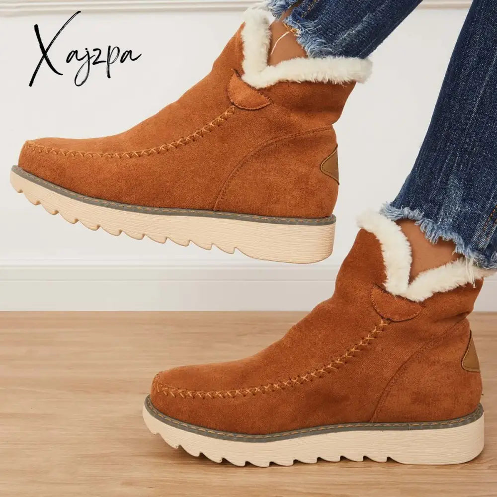 Xajzpa - Classic Non-Slip Ankle Snow Booties Warm Fur Lining Boots