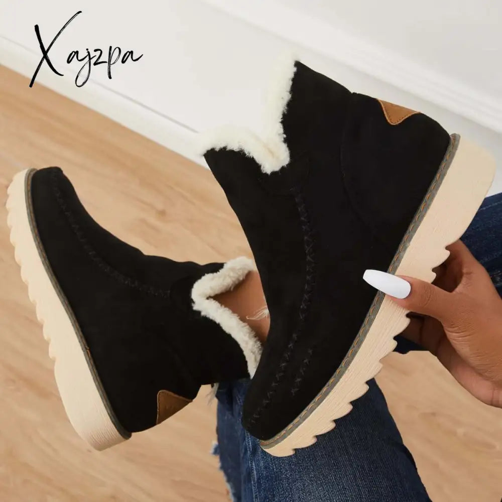 Xajzpa - Classic Non-Slip Ankle Snow Booties Warm Fur Lining Boots
