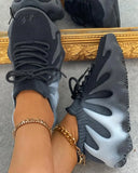 Xajzpa - Colorblock Lace Up Front Knit Sneaker Sneakers