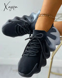 Xajzpa - Colorblock Lace Up Front Knit Sneaker Sneakers