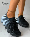 Xajzpa - Colorblock Lace Up Front Knit Sneaker Sneakers