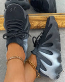 Xajzpa - Colorblock Lace Up Front Knit Sneaker Sneakers