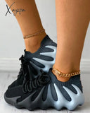 Xajzpa - Colorblock Lace Up Front Knit Sneaker Sneakers