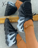 Xajzpa - Colorblock Lace Up Front Knit Sneaker Sneakers