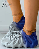 Xajzpa - Colorblock Lace Up Front Knit Sneaker Sneakers