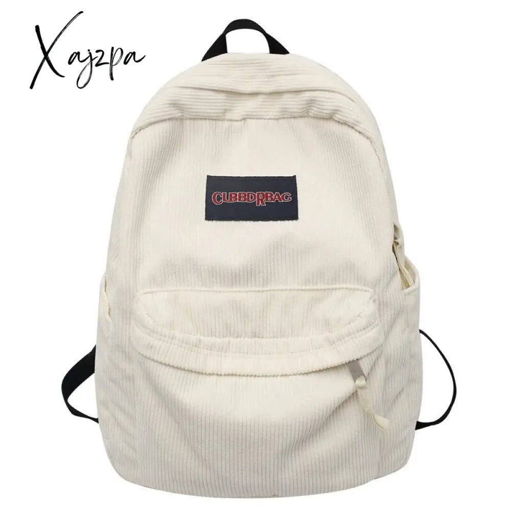 Xajzpa - Cute Corduroy Fashion Woman Backpack Schoolbag For Teenage Girls Men Harajuku Female