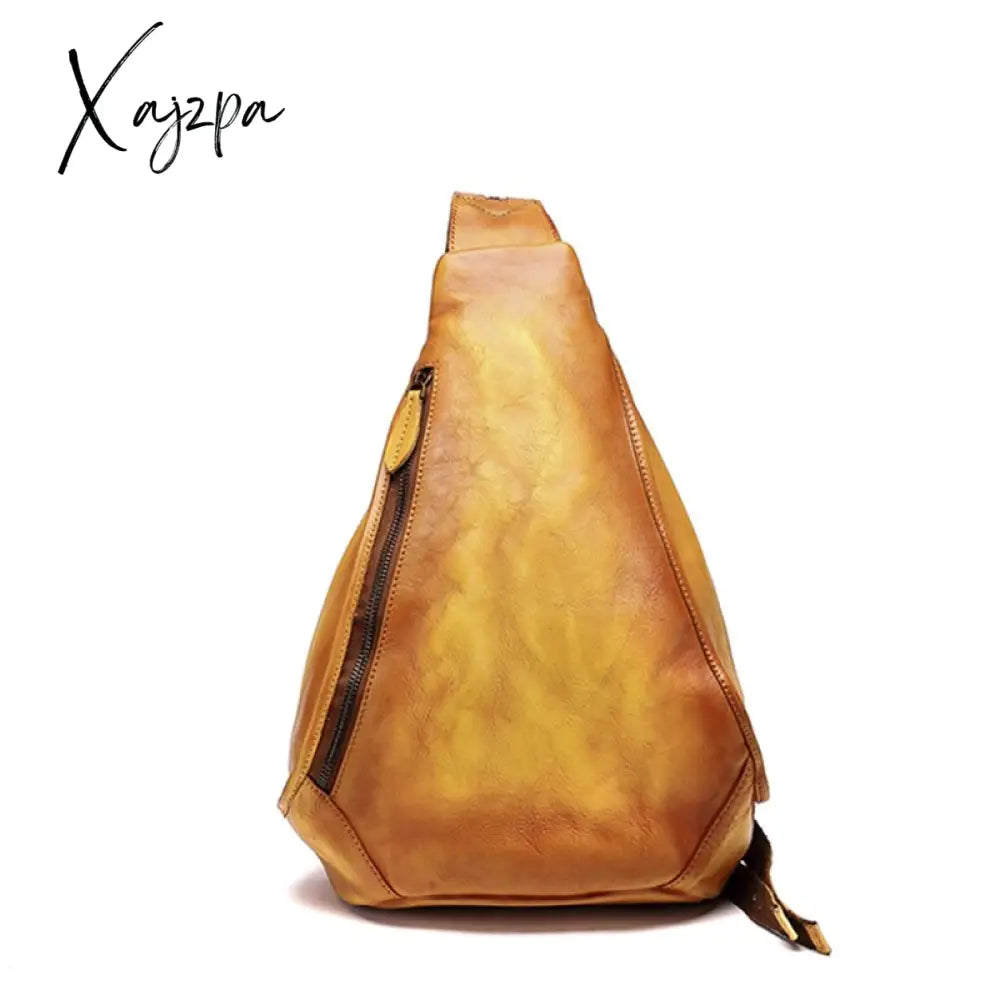 Xajzpa - Embossed Floral Women’s Retro Chest Bag Lady Genuine Cowhide Leather Crossbody Bags