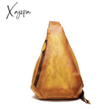 Xajzpa - Embossed Floral Women’s Retro Chest Bag Lady Genuine Cowhide Leather Crossbody Bags