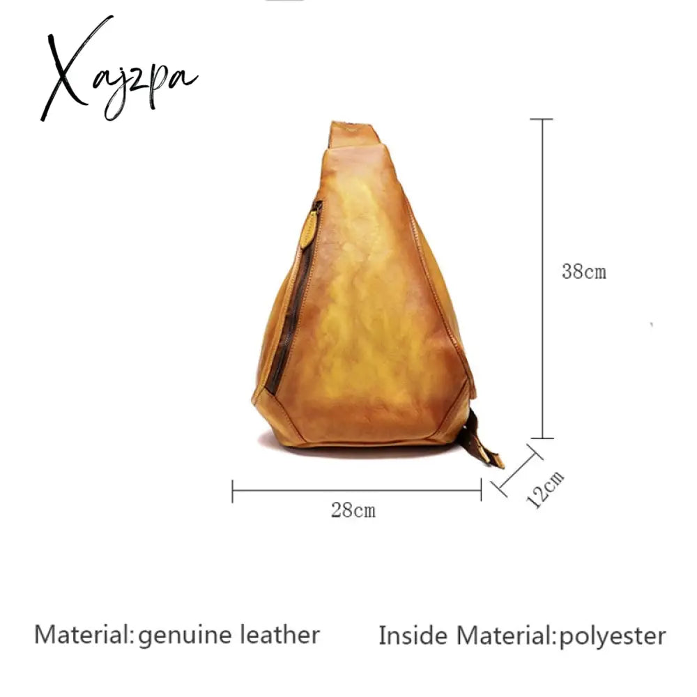 Xajzpa - Embossed Floral Women’s Retro Chest Bag Lady Genuine Cowhide Leather Crossbody Bags