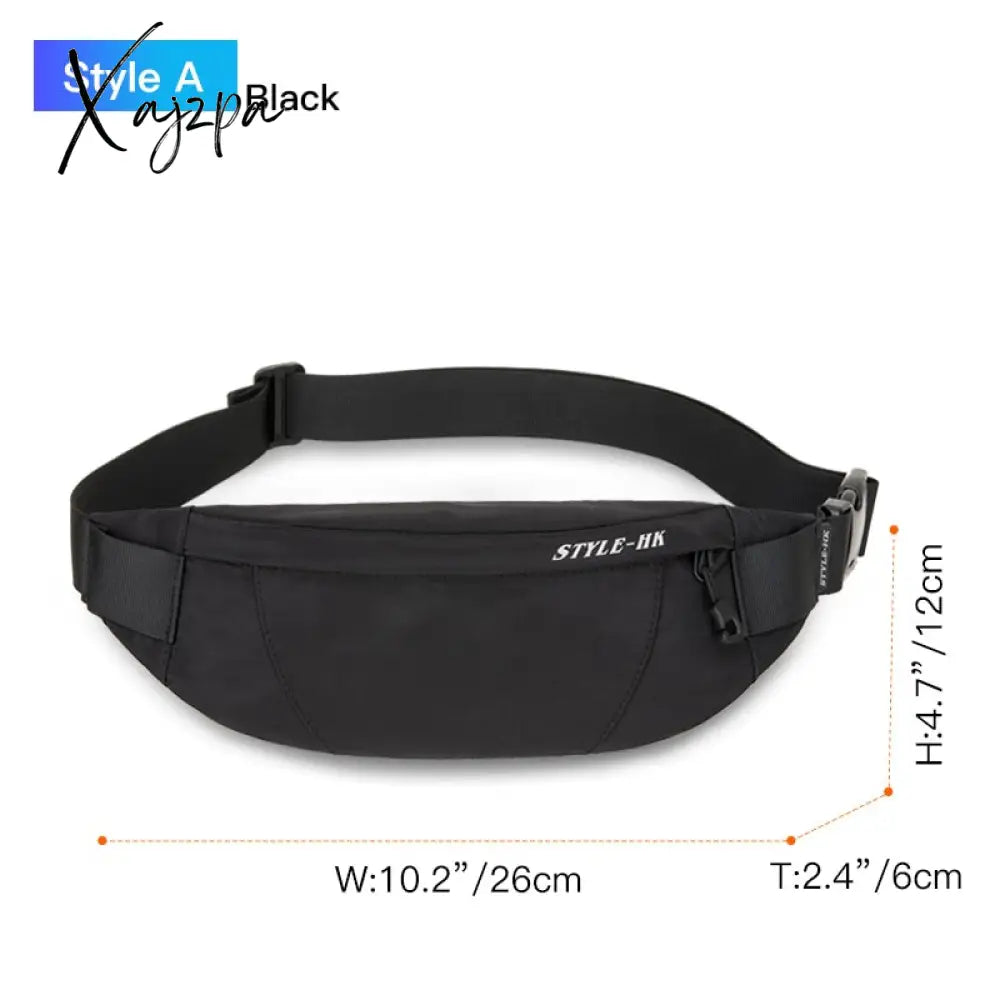 Xajzpa - Fanny Pack Black Waterproof Money Belt Bag Men Purse Teenager’s Travel Wallet Male Waist