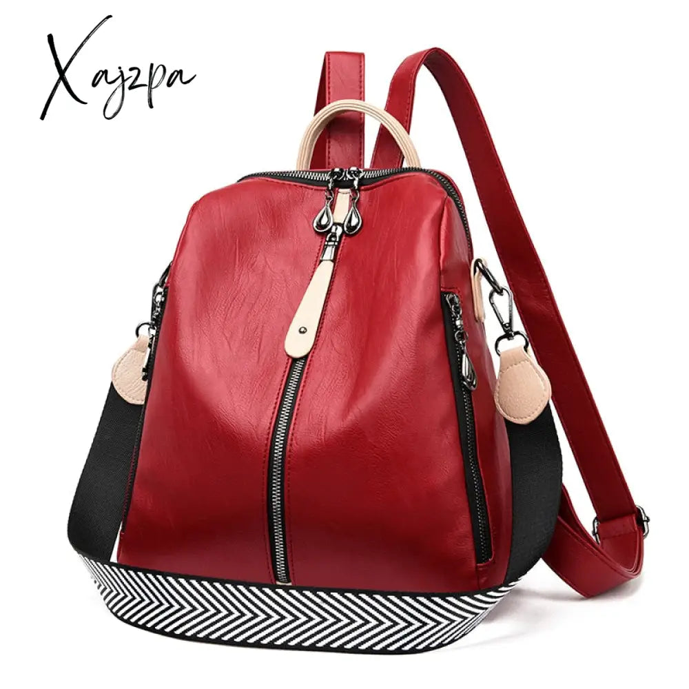 Xajzpa - Fashion Backpack Women Soft Leather Female White High Quality Travel Back Pack School