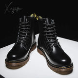 Xajzpa - Fashion Boots Microfiber Leather Shoes Big Size 38-48 Men Chelsea Boots Slip-on Waterproof Ankle Boots Men Brogue Rain Boots