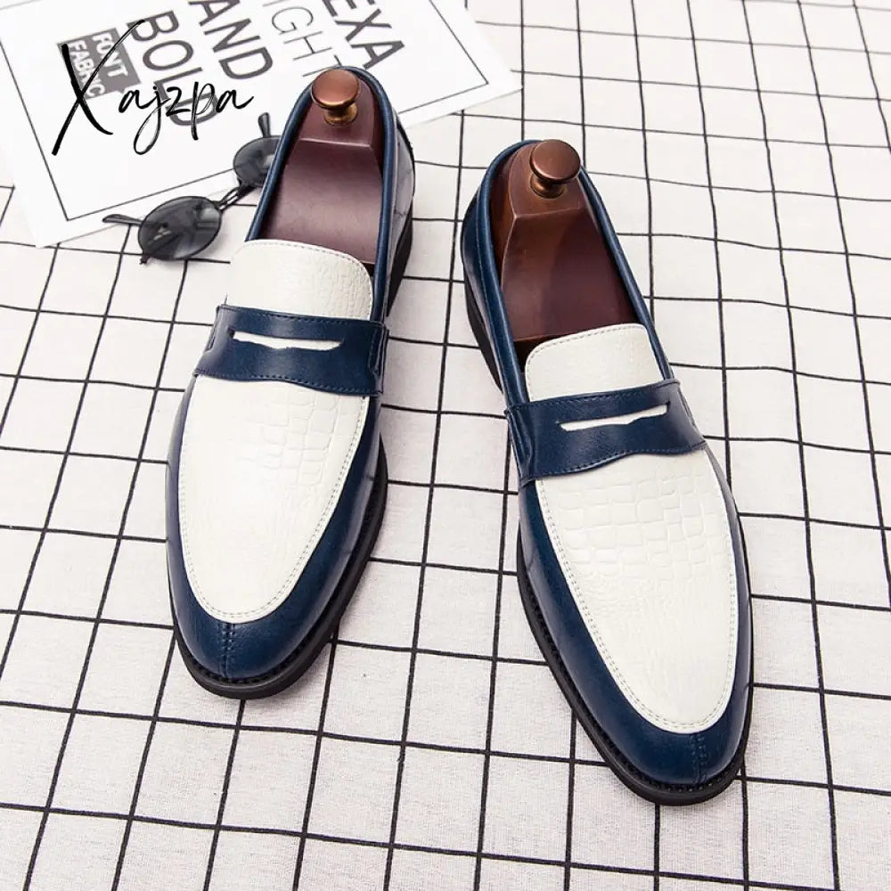 Xajzpa - Fashion Men Loafers Slip On Classic British Style Casual Dress Shoes Social Leather