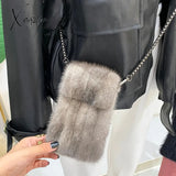 Xajzpa - Fashion New Mini Mink Hair Coin Purse Crossbody Small Bag Mobile Phone Bag All-Matching Women's Shoulder Mobile Phone Bag