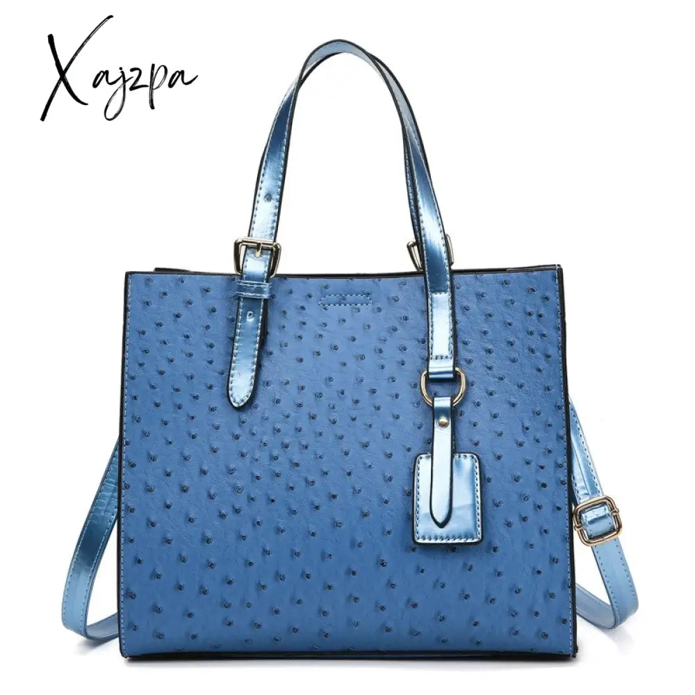 Xajzpa - Fashion Ostrich Print Women Handbag Pu Leather Female Shoulder Bags Large Capacity