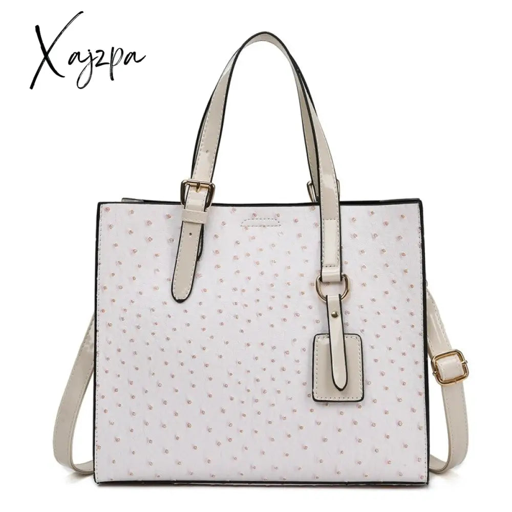 Xajzpa - Fashion Ostrich Print Women Handbag Pu Leather Female Shoulder Bags Large Capacity