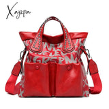 Xajzpa - Fashion Rivet Letter Leather Women Handbags High Quality Luxury Women Shoulder Bags Designer Large Capacity Female Messenger Bag