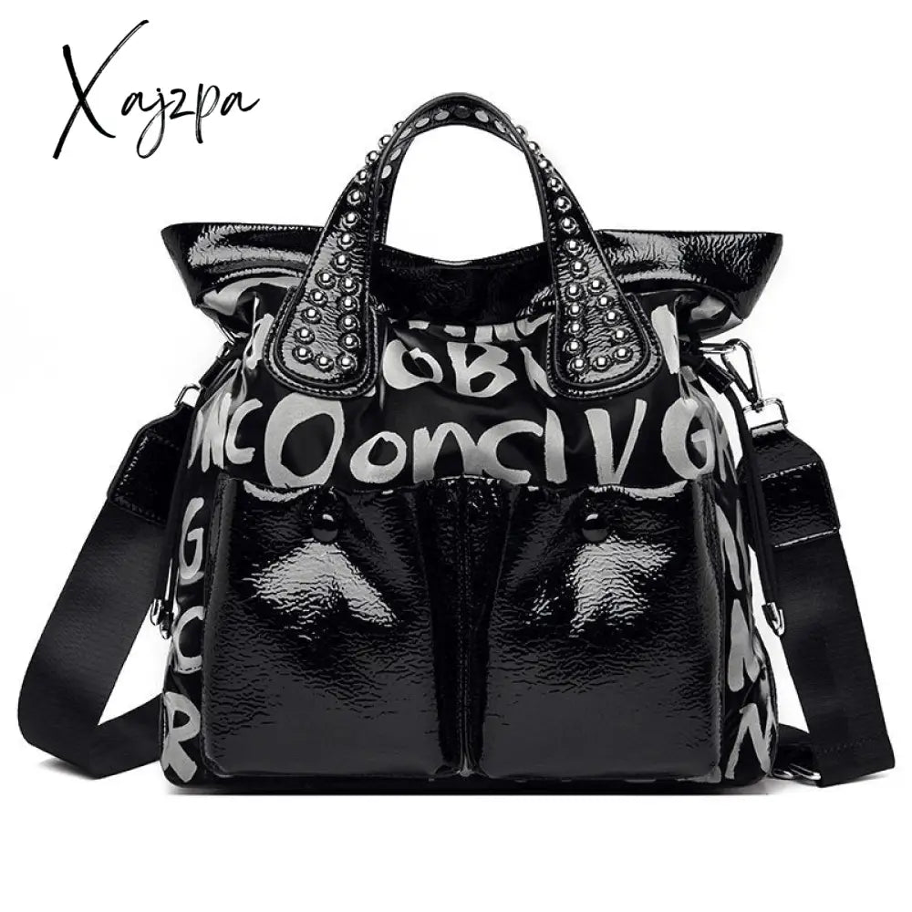 Xajzpa - Fashion Rivet Letter Leather Women Handbags High Quality Luxury Shoulder Bags Designer