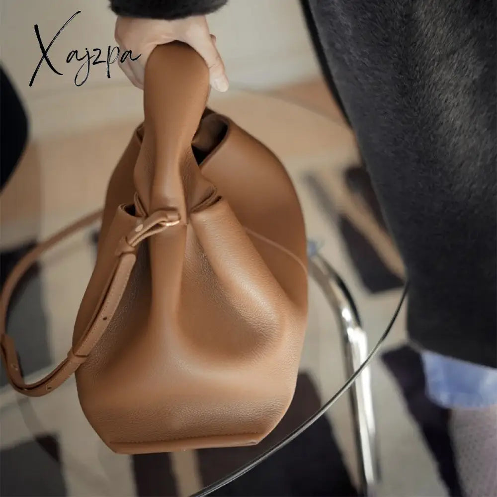 Xajzpa - Fashion Ruched Hobos Women Handbag Designer Bag Luxury Soft Pu Leather Shoulder Crossbody