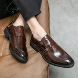 Xajzpa - Fashion Slip On Men Dress Shoes New Classic Leather Oxfords For Wedding Party Business