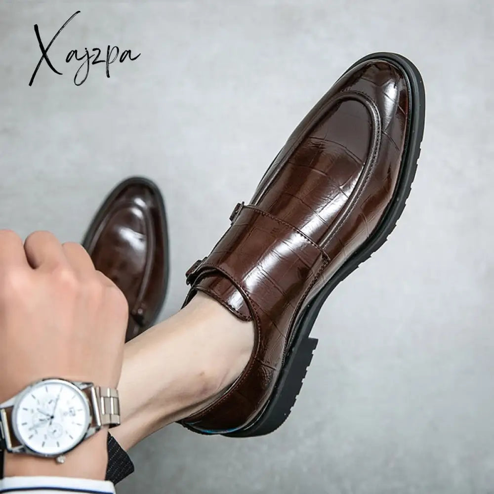 Xajzpa - Fashion Slip On Men Dress Shoes New Classic Leather Oxfords For Wedding Party Business