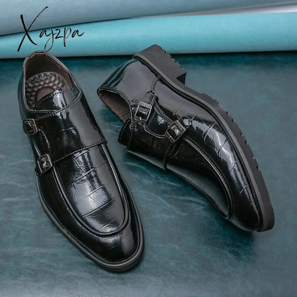 Xajzpa - Fashion Slip On Men Dress Shoes New Classic Leather Oxfords For Wedding Party Business