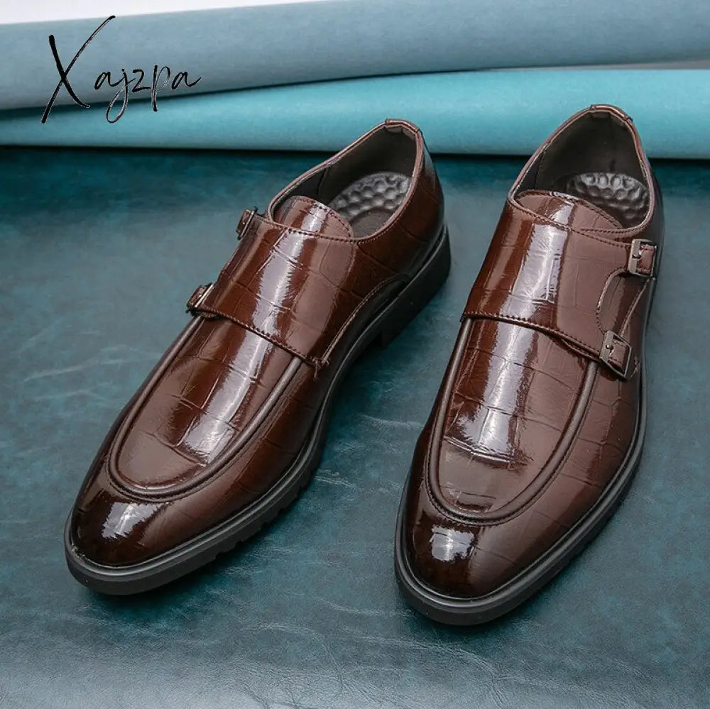 Xajzpa - Fashion Slip On Men Dress Shoes New Classic Leather Oxfords For Wedding Party Business