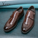 Xajzpa - Fashion Slip On Men Dress Shoes New Classic Leather Oxfords For Wedding Party Business