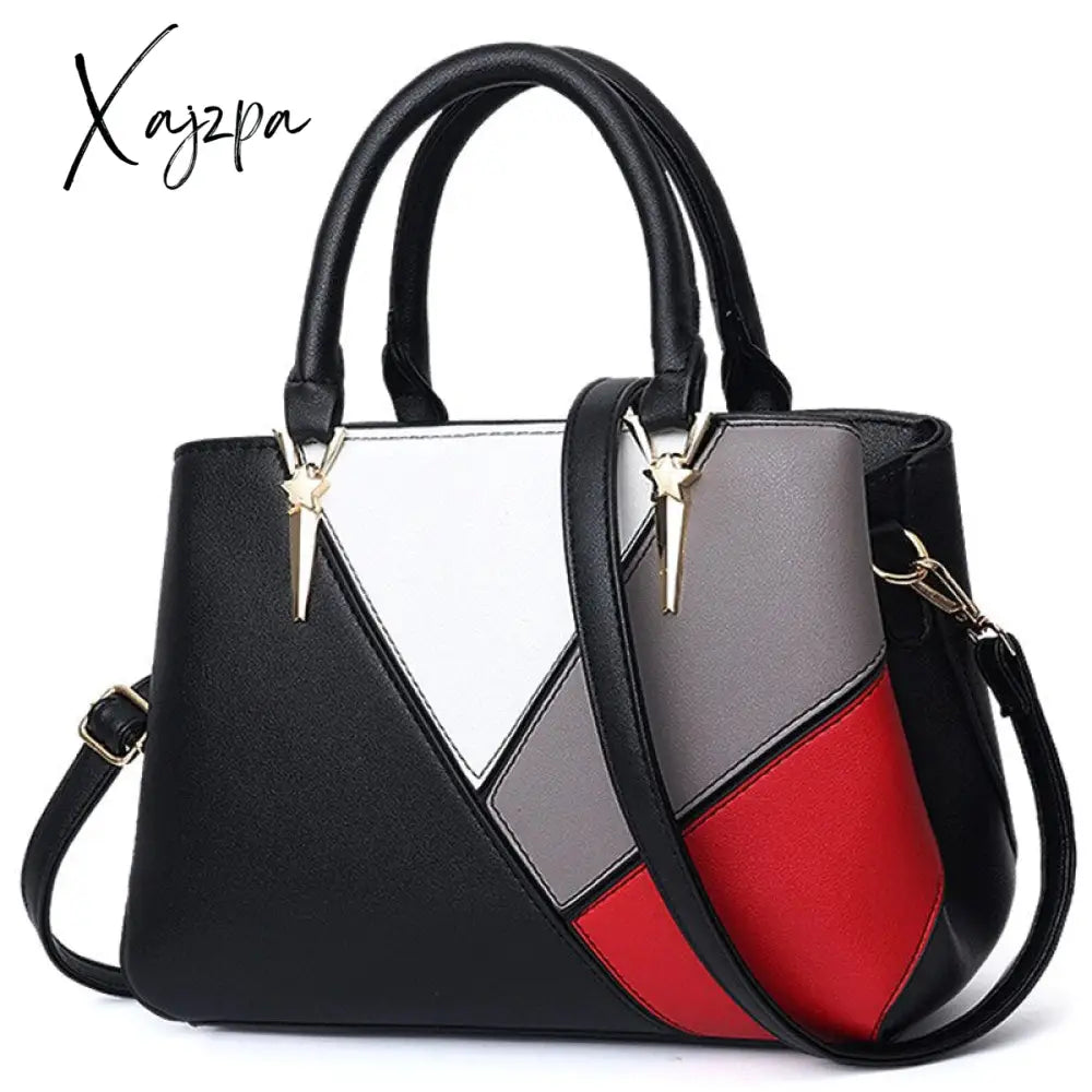 Xajzpa Fashion Square Pu Leather Women Hand Bag Geometric Design Patchwork Color Female Shoulder