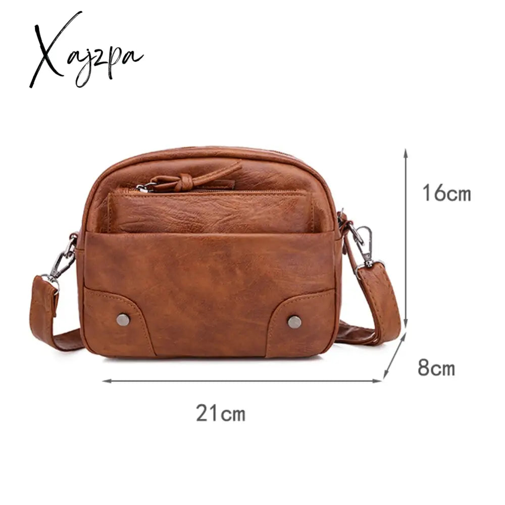 Xajzpa - Fashion Women Soft Pu Leather Solid Color Crossbody Shoulder Messenger Bag Casual Ladies