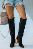 Xajzpa - Faux Suede Chunky Heel Tall Boots