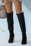 Xajzpa - Faux Suede Chunky Heel Tall Boots