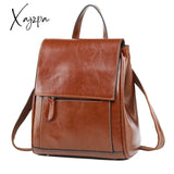Xajzpa - Genuine Leather Backpack Rucksack For Women School Cross Body Bags Travel Oil Wax Cowhide