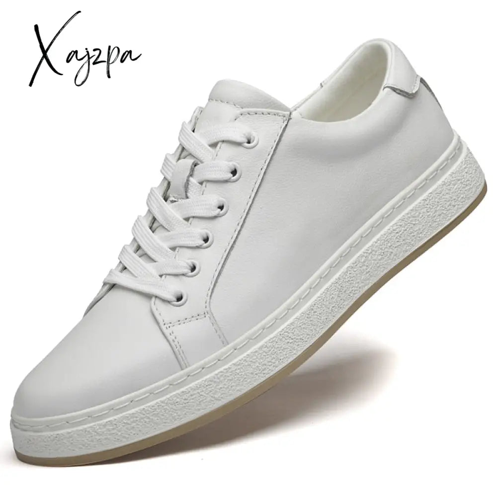 Xajzpa - Genuine Leather Men Shoes Casual Luxury Brand Soft Mens Sneakers Breathable Lace Up
