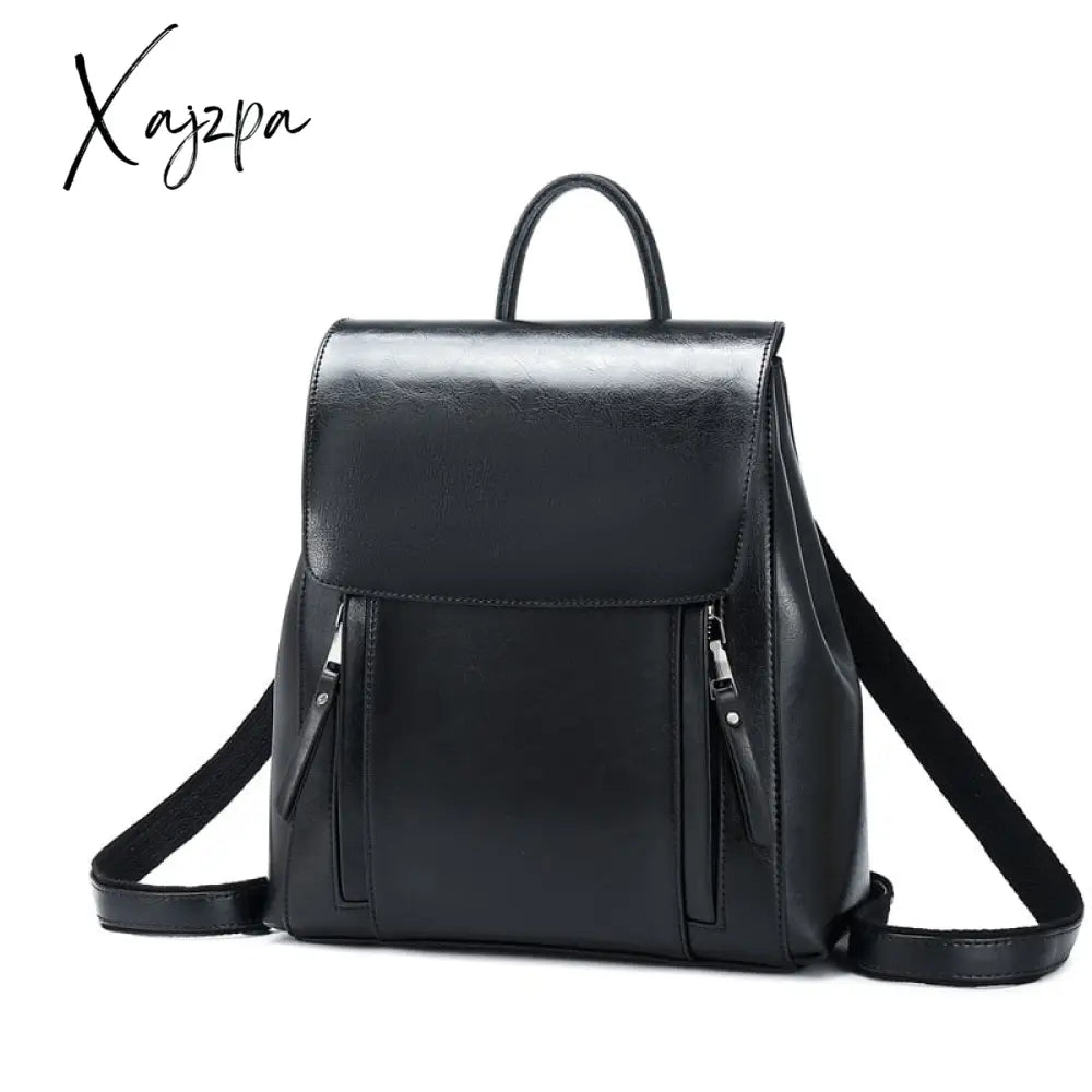 Xajzpa - Genuine Leather Women Backpack Rucksack Cross Body Shoulder Bag Girls School Female