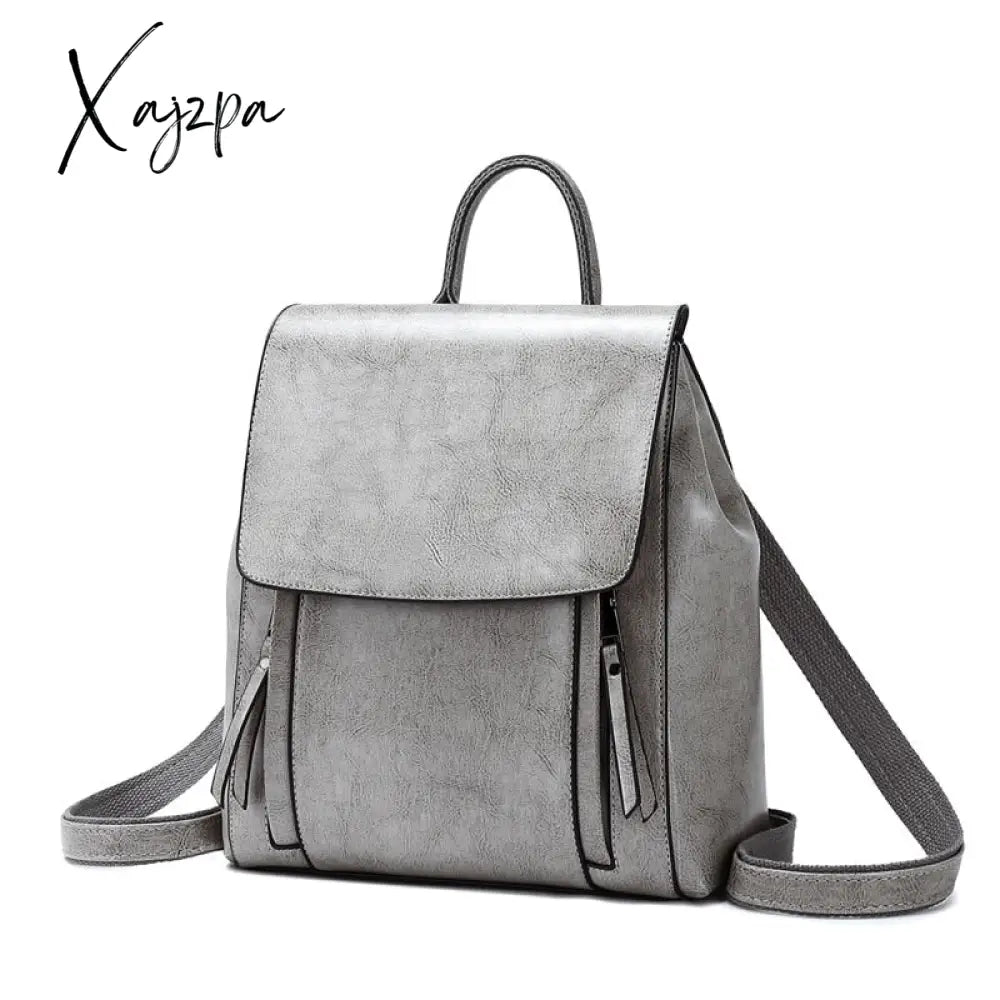Xajzpa - Genuine Leather Women Backpack Rucksack Cross Body Shoulder Bag Girls School Female