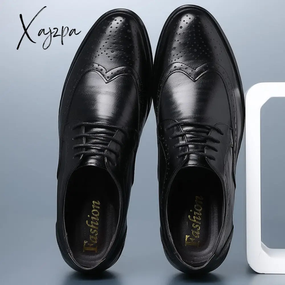 Xajzpa - Handcrafted Mens Oxford Shoes Genuine Calfskin Leather Brogue Dress Classic Business