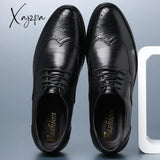 Xajzpa - Handcrafted Mens Oxford Shoes Genuine Calfskin Leather Brogue Dress Classic Business